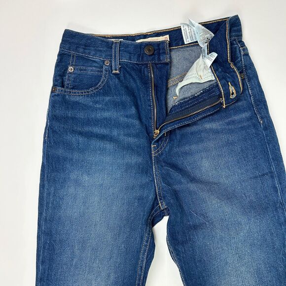 Levi's 70's High Straight Leg Jeans Dark Wash Blue Denim Classic Retro Womens 25 - Picture 3 of 12
